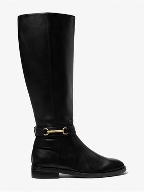 Michael Kors Women's Black Tall Carson Boots with Gold Accent